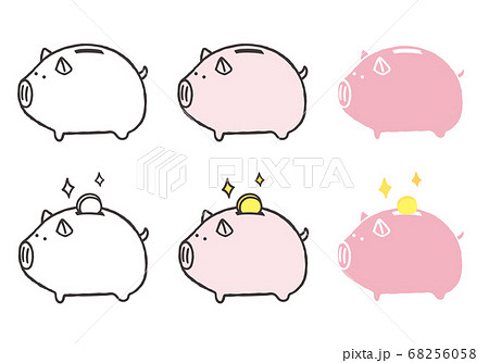 豚 動物 イラスト 手書き 可愛いの写真素材