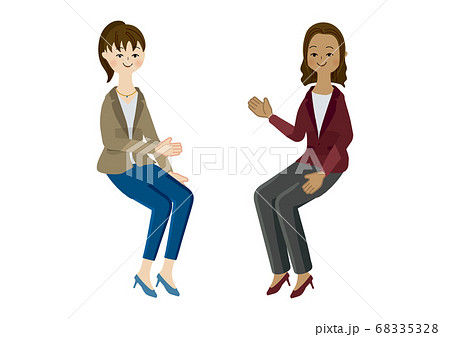 向かい合う 2人 人物のイラスト素材