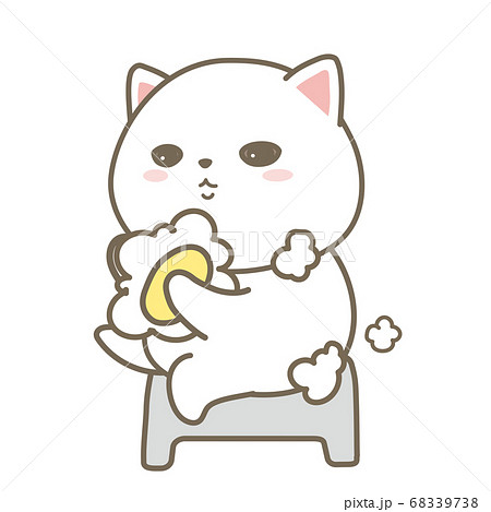 猫 シャワー 動物 入浴のイラスト素材