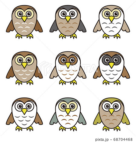 ふくろう デフォルメの写真素材
