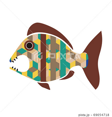魚 茶色 カラフル かわいいのイラスト素材