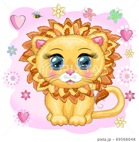 ライオン ウォーキング イラスト 歩くのイラスト素材