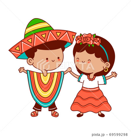 かわいい エスニック 女の子 メキシカンのイラスト素材