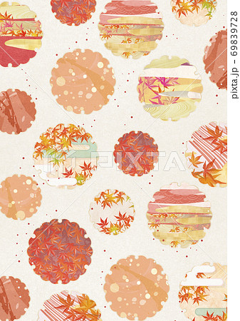 紅葉 秋 和柄 模様のイラスト素材