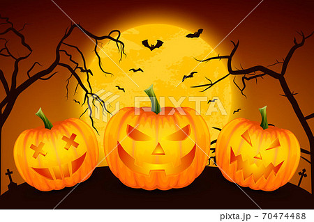 ハロウィン カボチャ オレンジ色 ハッピーハロウィンのイラスト素材 ハロウィン カボチャ オレンジ色 ハッピーハロウィンのイラスト素材