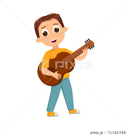少年 男の子 ギター 演奏のイラスト素材