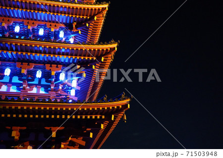 高幡不動 東京都 日野市 ライトアップの写真素材