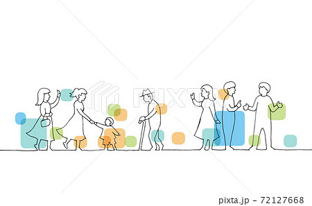 散歩 女性 歩く 手書きの写真素材