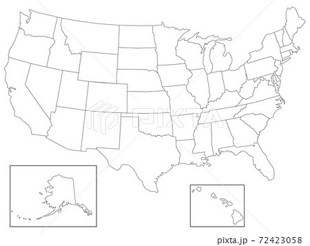アメリカ 地図 白地図 ベクターのイラスト素材