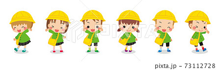 女の子 男の子 制服 幼稚園のイラスト素材