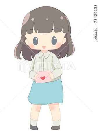 人物 片思い 恋愛 女の子のイラスト素材