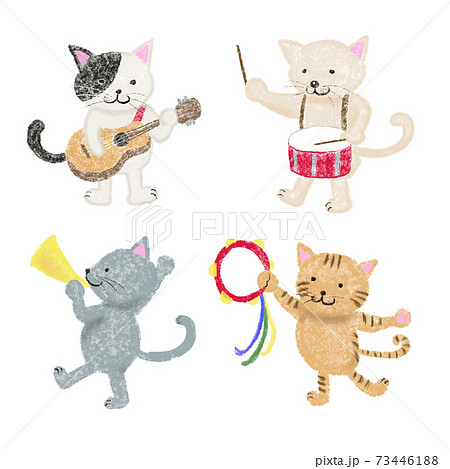 猫 動物 ギター 弾くのイラスト素材