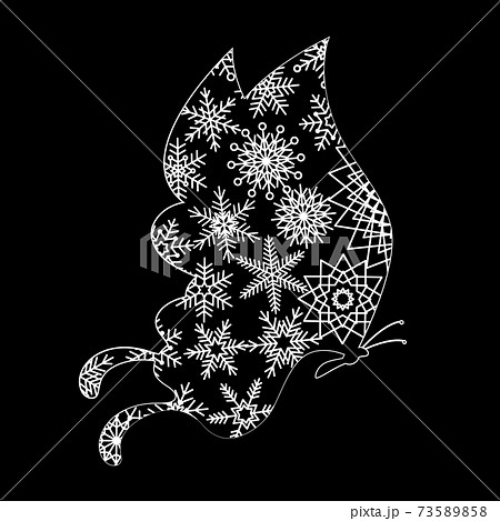 ベクター 雪の結晶 白黒 冬のイラスト素材