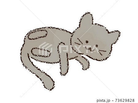 クレヨン画 鳥と猫の絵 絵画