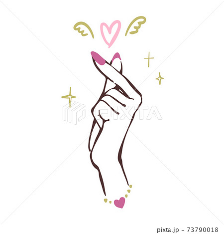 指 ハート 韓国 手のイラスト素材