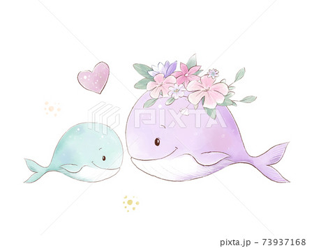 くじら クジラ 鯨 キャラクターのイラスト素材