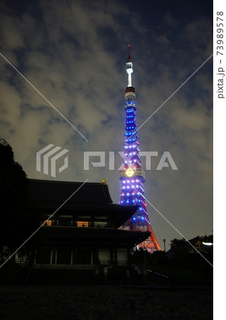 東京タワードラえもんライトアップの写真素材