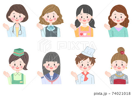 保育士 女の子 人物 保育のイラスト素材