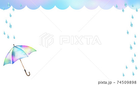 手描き 雨 傘 水彩のイラスト素材