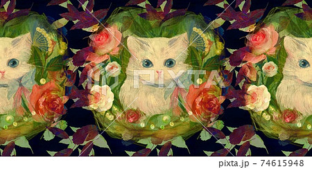 動物 黒猫 リボン イラストのイラスト素材