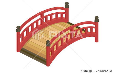 赤いアーチ橋のベクターイラスト アイソメトリック アイソメ のイラスト素材