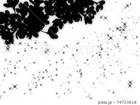 モノクロ 白黒 桜 吹雪のイラスト素材