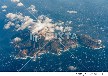 神津島 伊豆七島 島 空撮の写真素材