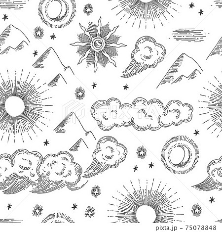 月 ベクトル レトロ 太陽のイラスト素材