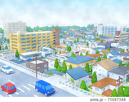 街並み 背景 イラスト 町のイラスト素材