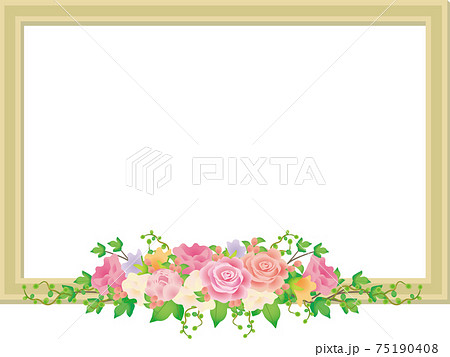 花 フレーム 枠 生花の写真素材