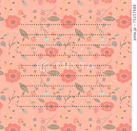 フレーム 手書き 植物 花のイラスト素材