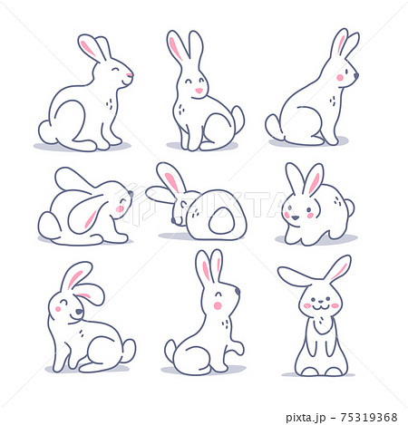 うさぎ キャラクター かわいい 喜ぶのイラスト素材