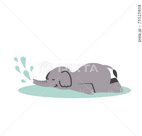 ゾウ 象 寝ている 寝てるのイラスト素材