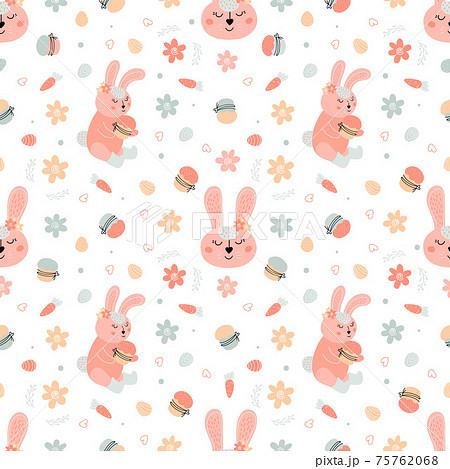 ウサギ ピンク 動物 キャラクターのイラスト素材