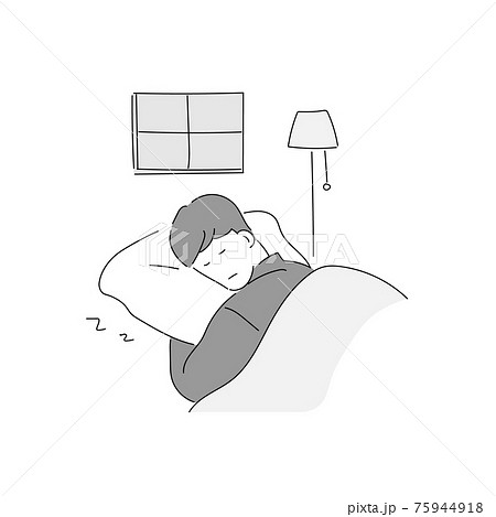 男性 睡眠 眠る 寝るのイラスト素材