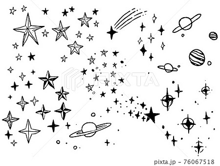 流れ星 イラスト 流星 白背景の写真素材