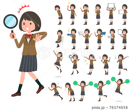 人物 学生 走る 高校生の写真素材