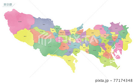 東京都地図 地図 東京都 東京23区のイラスト素材
