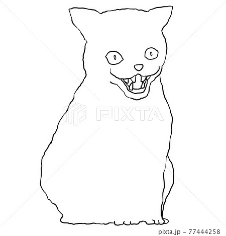シンプルなかわいくない猫の線画のイラスト素材 シンプルなかわいくない猫の線画のイラスト素材