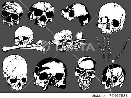 どくろ 怖い がい骨 ドクロのイラスト素材
