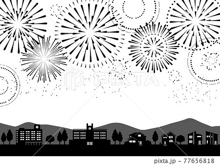 モノクロ 夜景のイラスト素材