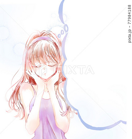 頬に手を当てるのイラスト素材