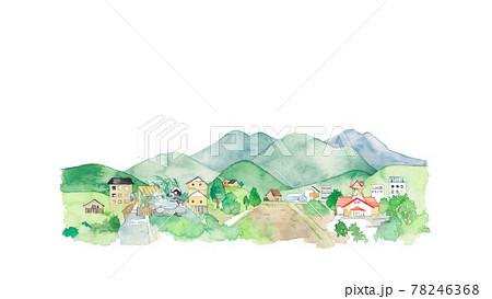 風景画 水彩画 風景 里山のイラスト素材 - PIXTA