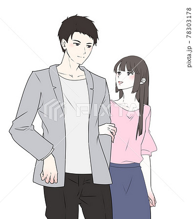 向き合う カップル 恋人 男女のイラスト素材