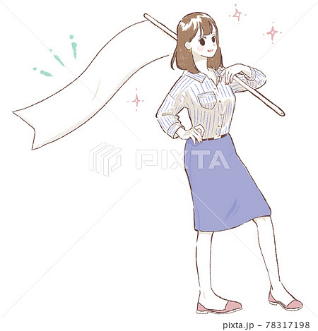 旗を持つのイラスト素材 旗を持つのイラスト素材