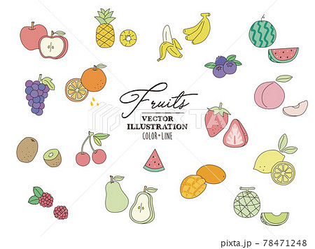 イラスト 食品 レモン 線画のイラスト素材