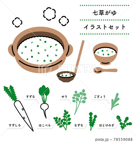 七草 七草粥のイラスト素材集 ピクスタ