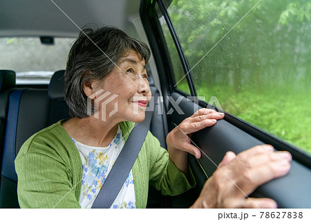 後部座席シートベルトの写真素材