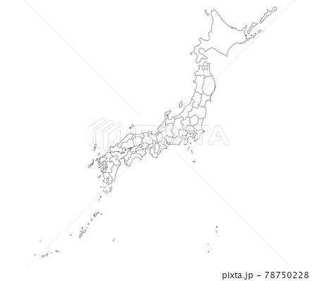 日本地図 日本列島 マップ 白抜きのイラスト素材
