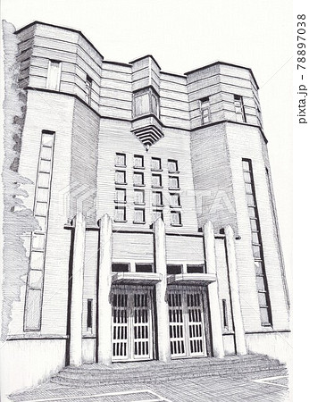 イラスト ペン画 手描き 京都のイラスト素材